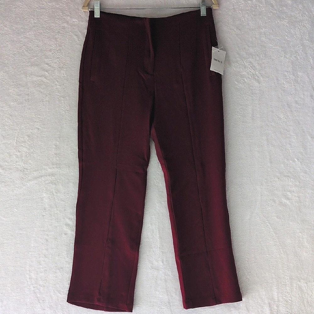 Forever 21 Women's Maroon Straight-Leg Trousers